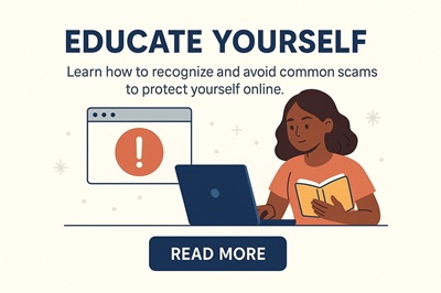 Person learning about scams on HuntScammers