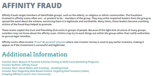 affinity scam - fraud