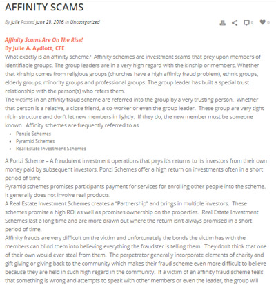 affinity scam - the one on the rise