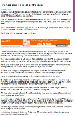 Call Center Scams