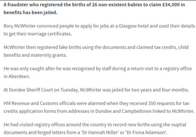 Child Benefit Scams