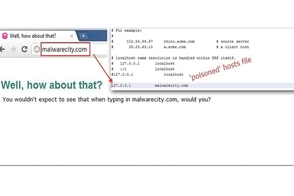 Example of Host File Poisoning